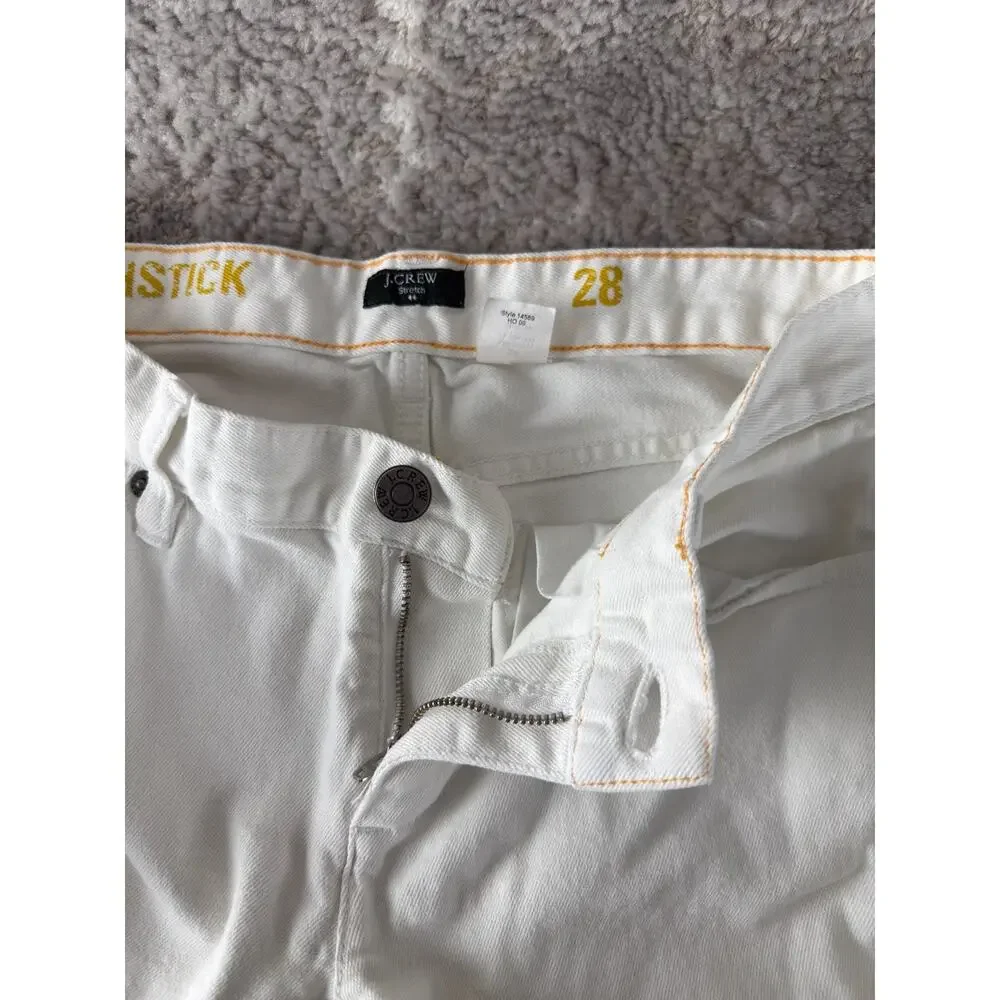 J Crew Size 28 Stretch Casual White Denim Jeans Pants Button Zip Pocket‎